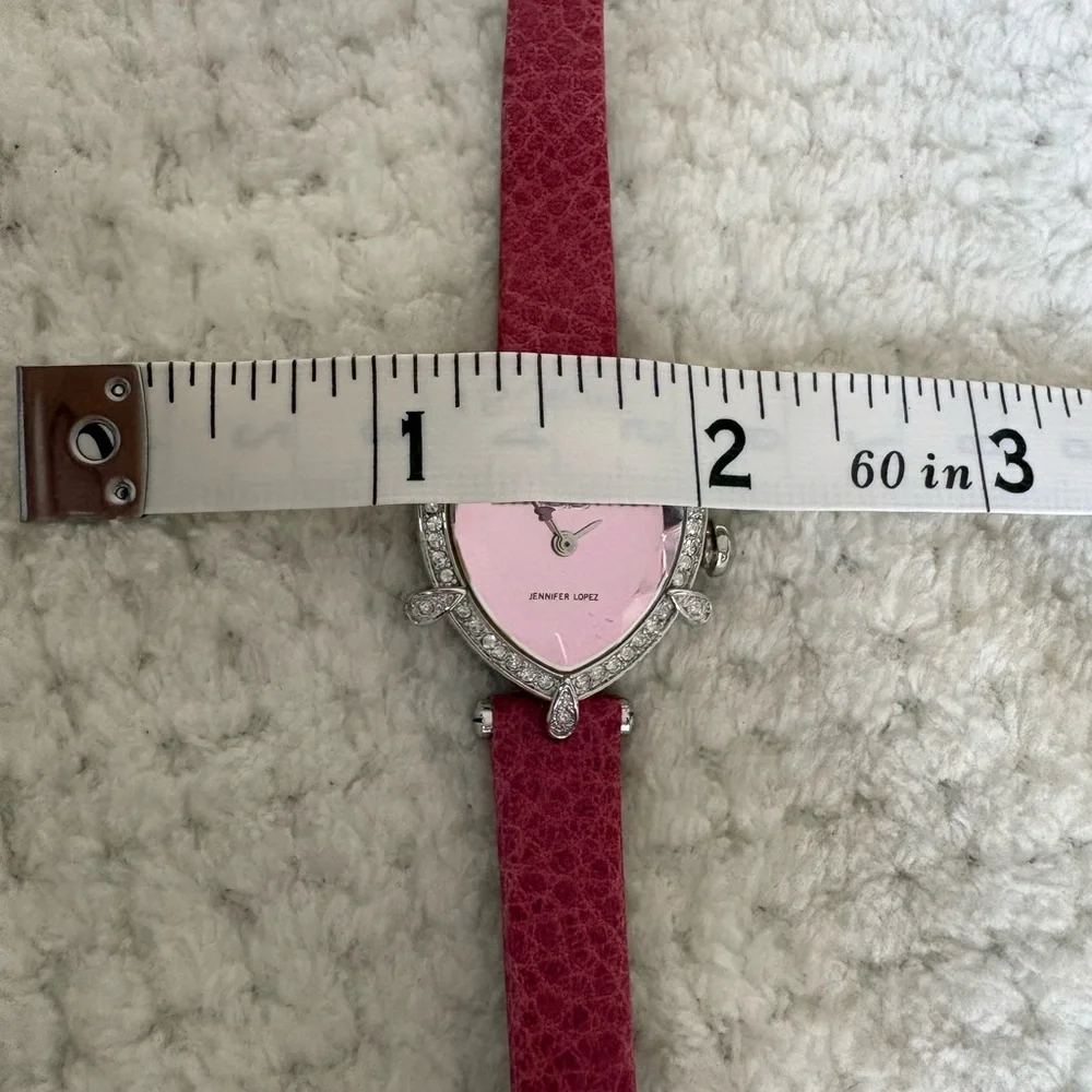 NEW JLO Jennifer Lopez NEW Women Heart-Shaped Quartz Wristwatch Pink Diamond - Picture 7 of 13